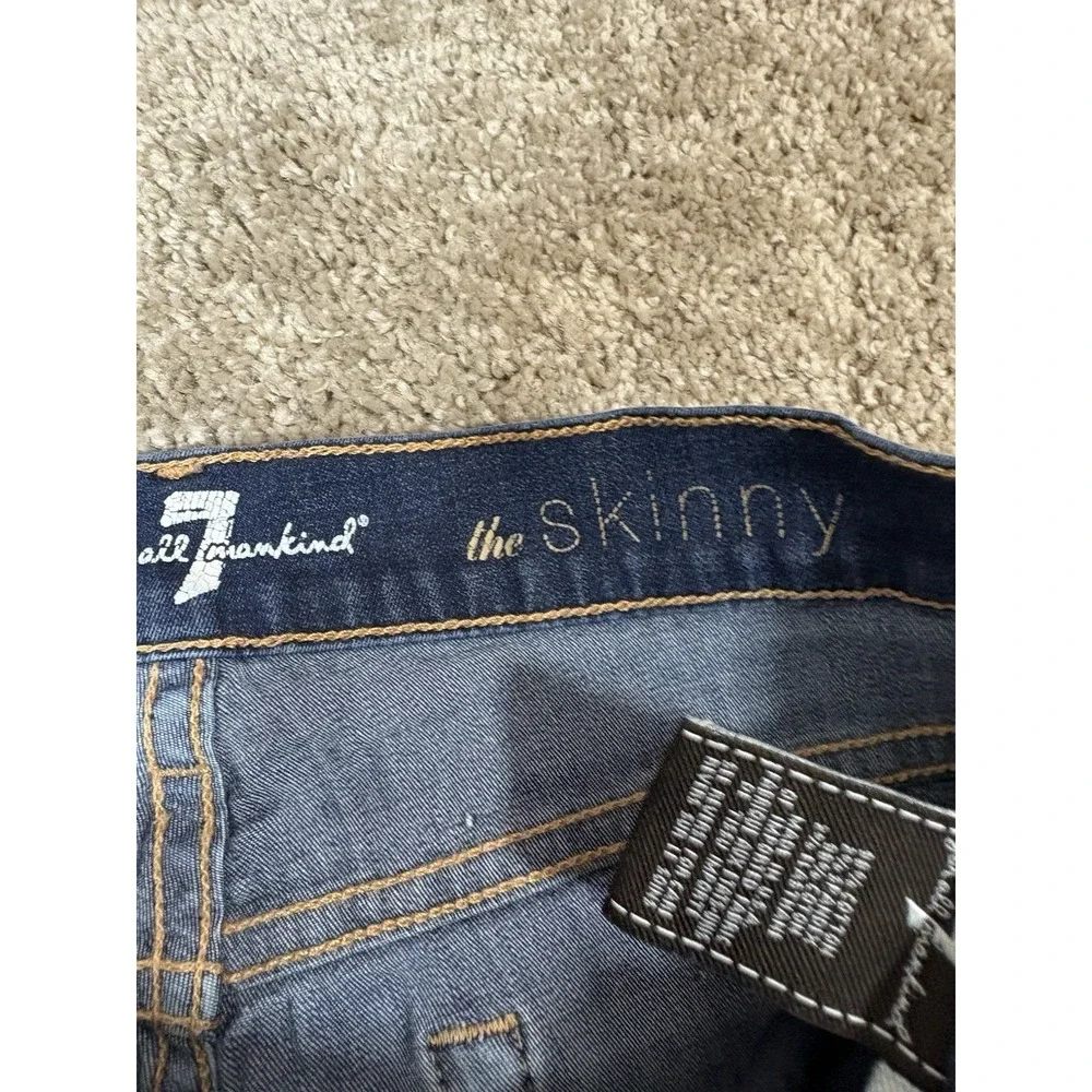 7 For‎ All Mankind Dark Wash Stretch Mid Rise The Skinny Denim Jeans sz 28 - Picture 11 of 11